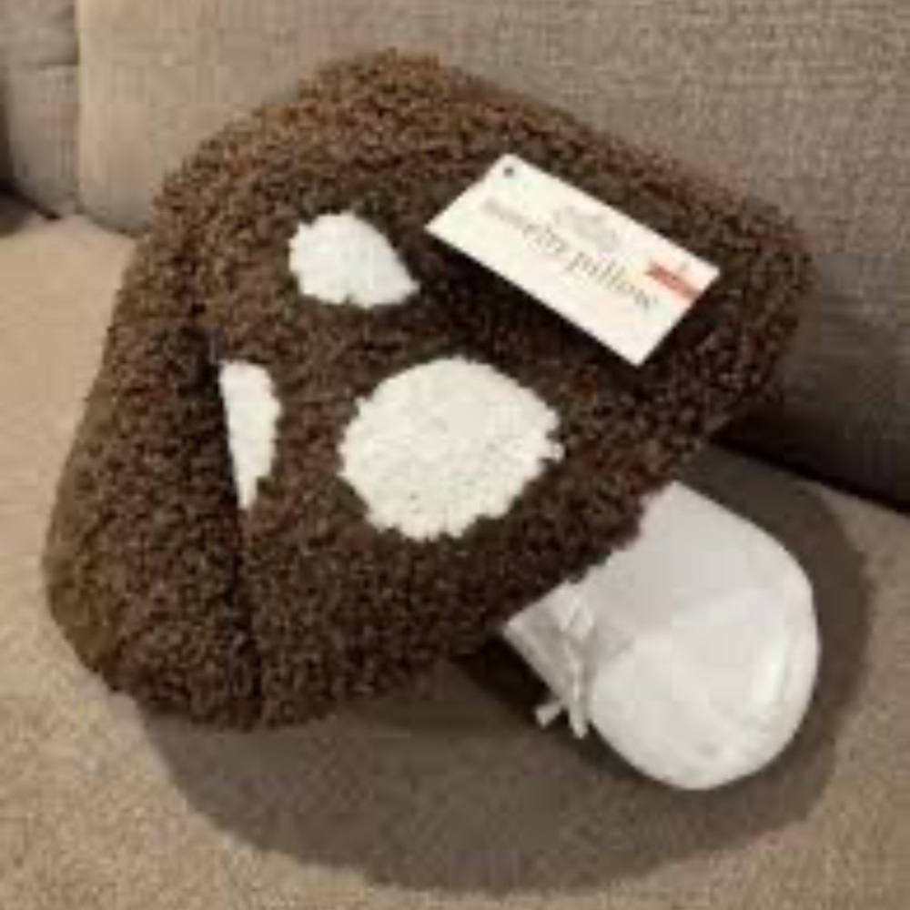 Mushroom novelty Cozy Brown and White Accent Pillow